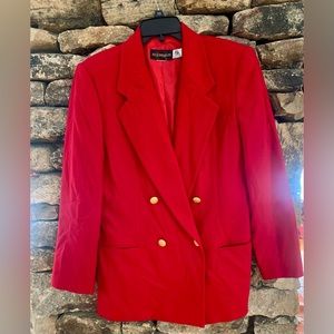 Red 100% wool double breasted blazer suit coat with gold buttons ❤️vintage
